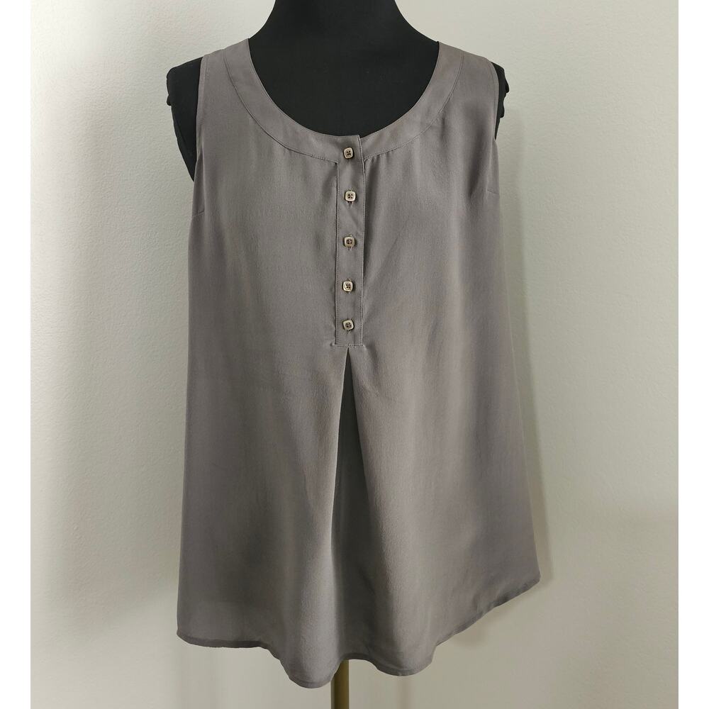 EUC Anthropologie Odille Essential Basic Gray Silk Blouse Racerback Tank Top 6